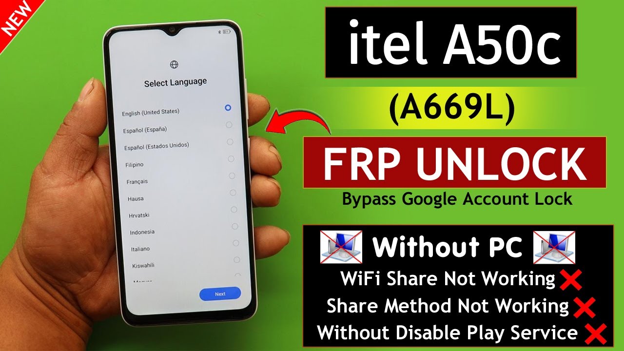Itel A50c (A669L) Frp Bypass/Unlock Android 14 Without PC - Share Option Not Working - 2025