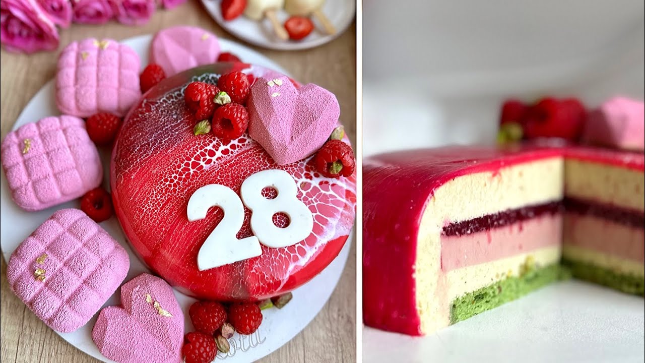 PISZTÁCIÁS-MÁLNÁS Mousse torta 💚💖 szülinapi tortám :) - BebePiskóta
