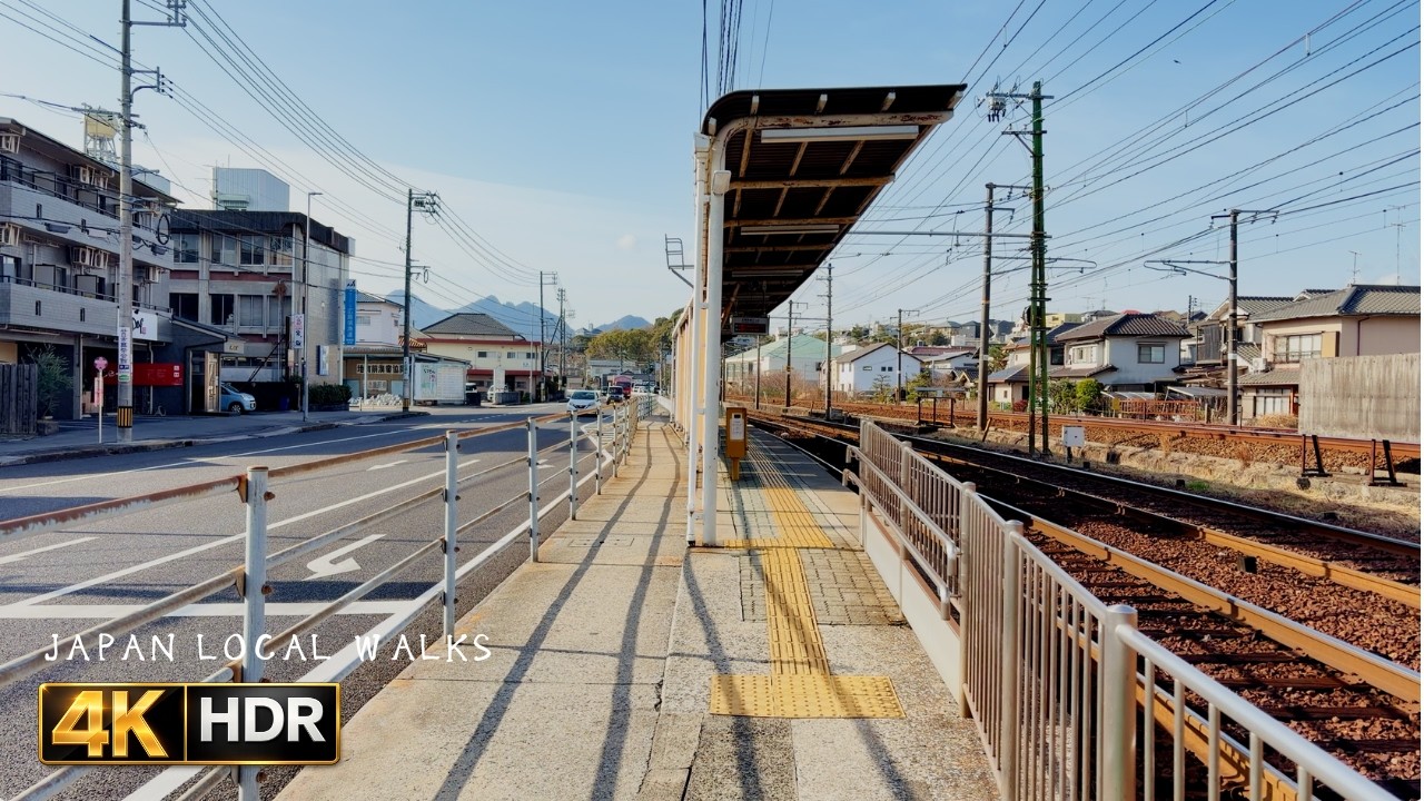 Sunny Morning Walk in Hatsukaichi, Japan • Students & Streetcar Commute • 4K HDR