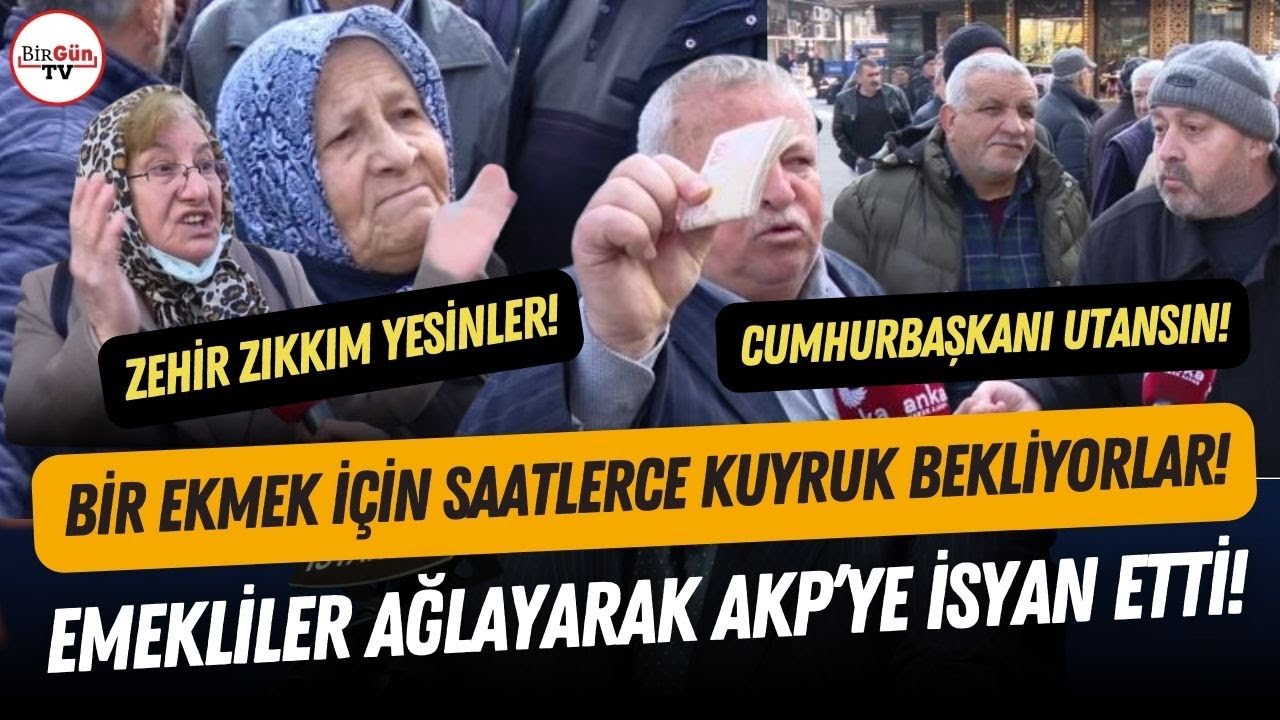 Saatlerce ekmek kuyruğunda bekleyen emekliler ağlayarak isyan etti! 