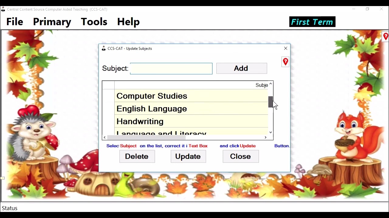 Update Subjects in CCSCAT Software