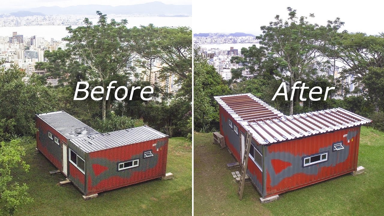 Shipping Container Metal Roof Installation Part 2/2 - Living Tiny Project Ep. 019