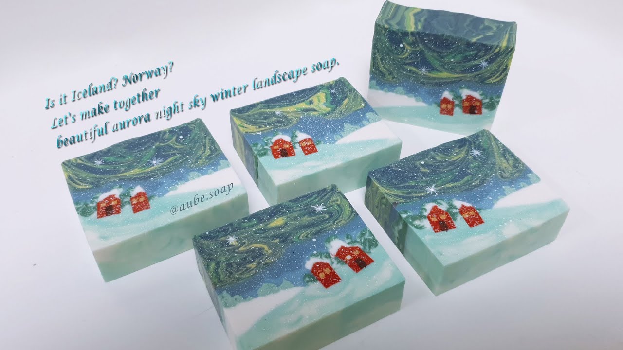 🌌Aurora Winter Landscape Soap Making 오로라 겨울 풍경 비누 만들기🌲christmas soap 크리스마스 비누🌲