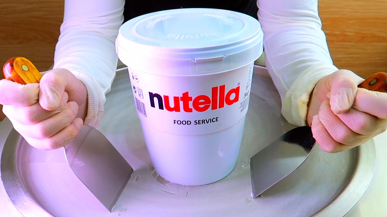 Nutella ice cream rolls street food - ايس كريم رول نوتيلا