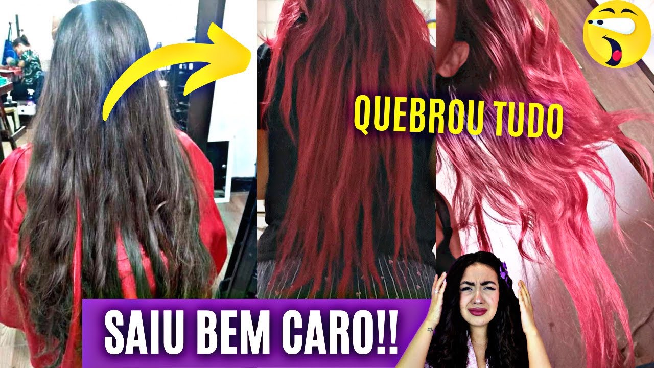 VERMELHO DESTRUÍDO! ESTRAGOU O CABELO VIRGEM EM SALÃO!