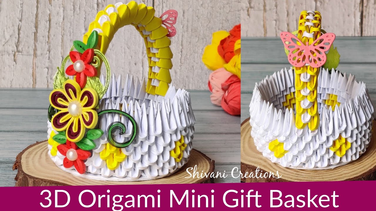 3D Origami Mini Gift Basket/ Paper Basket