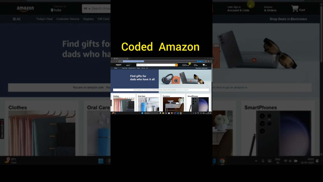 Amazon Clone using Css and HTML #coding #new #python #java