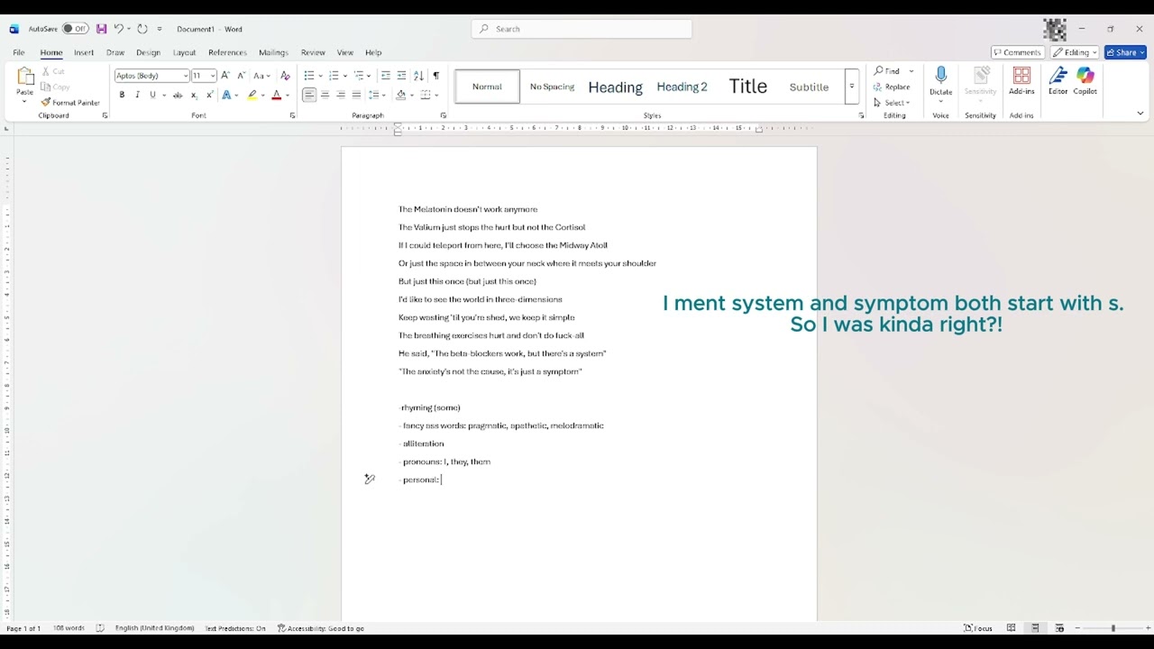 How to make lyrics based of Mammalian Sighing Reflex.