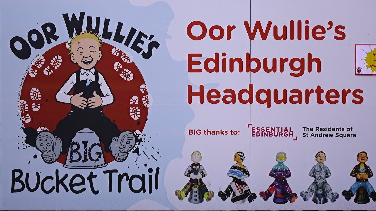 Edinburgh's Oor Wullie's Bucket Trail Statues gathered in St Andrew Square