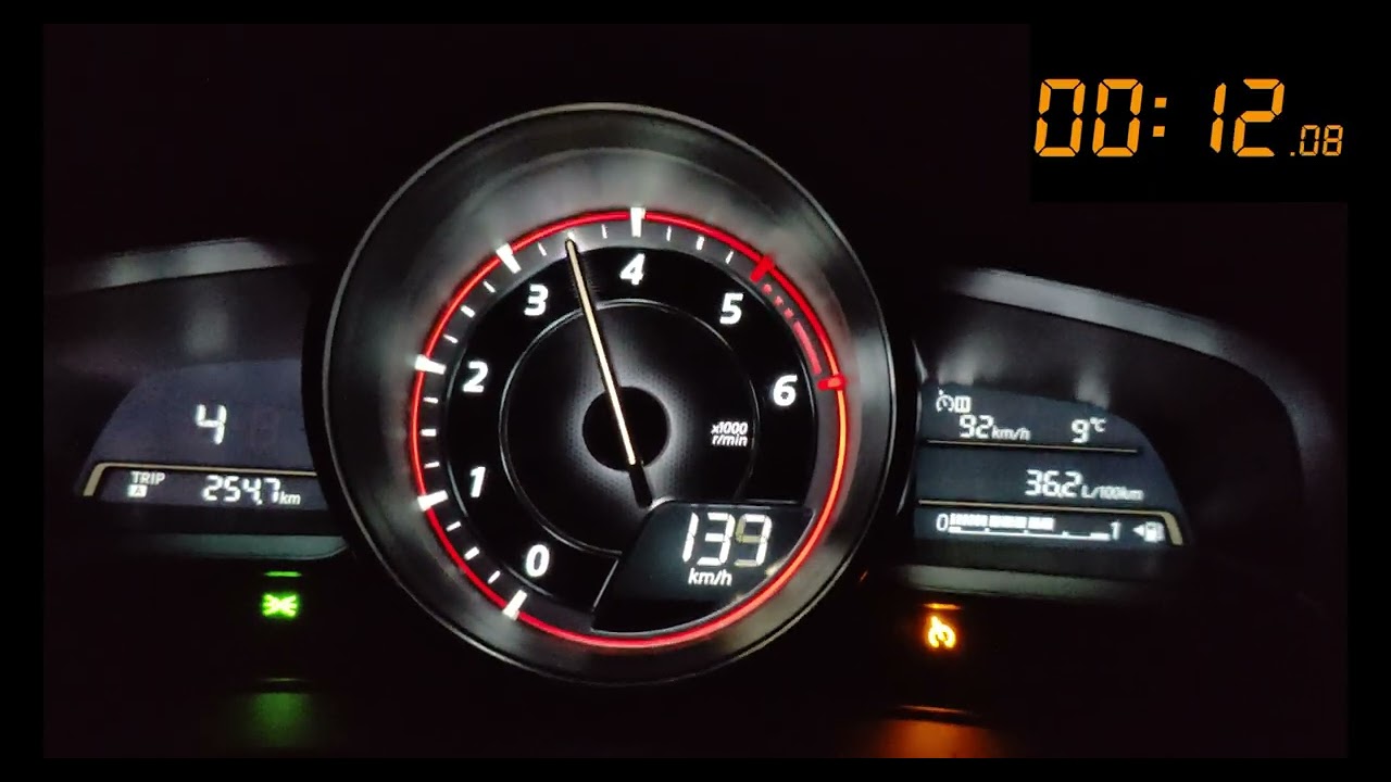 mazda 3 skyactiv-D acceleration 0-200kmh stage 1 (with timer)