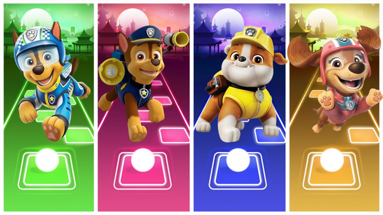 Paw Patrol - Chase 🆚 Chase 🆚 Rubble 🆚 Liberty 🎶 Tiles Hop EDM Rush