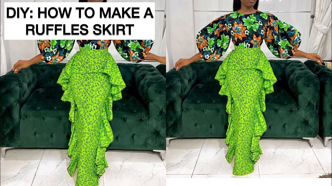 How To Cut And Sew  A Pencil Skirt With Side Ruffles |how to cut and sew a ruffle skirt |