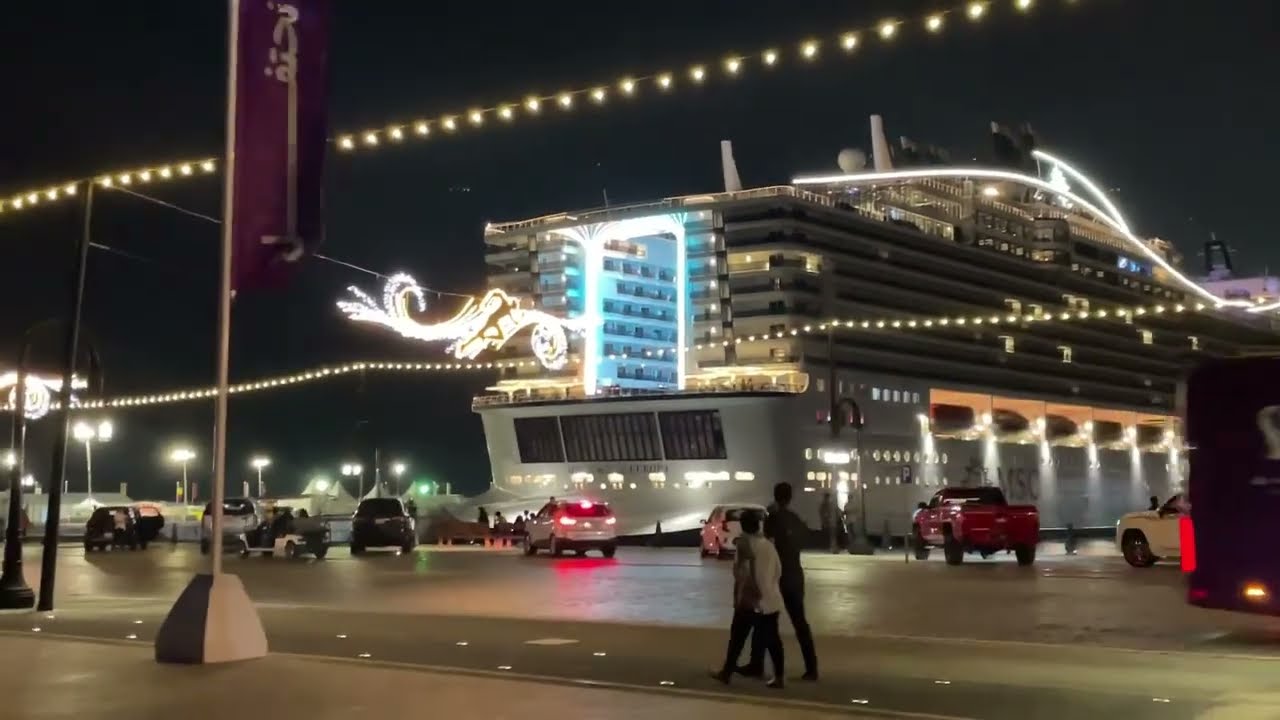 MSC World Europa cruise ship at Doha cruise Terminal Qatar#dronevideo