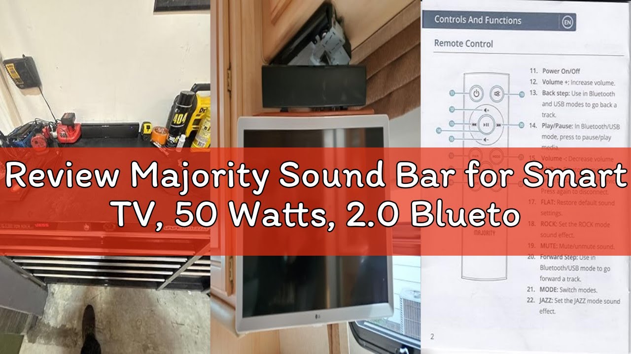 Review Majority Sound Bar for Smart TV, 50 Watts, 2.0 Bluetooth TV Sound Bar, 15 Inch Home Audio Sou