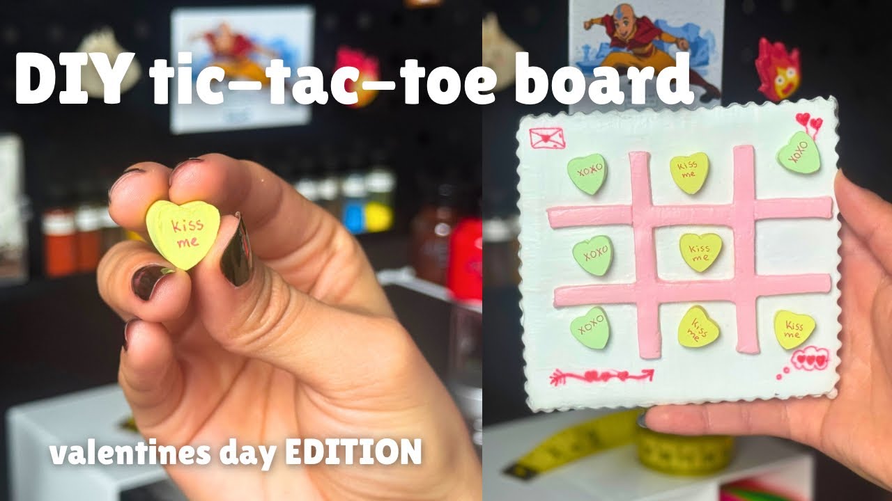 Cute DIY tic tac toe board using air dry clay- VALENTINES DAY edition (no bake)
