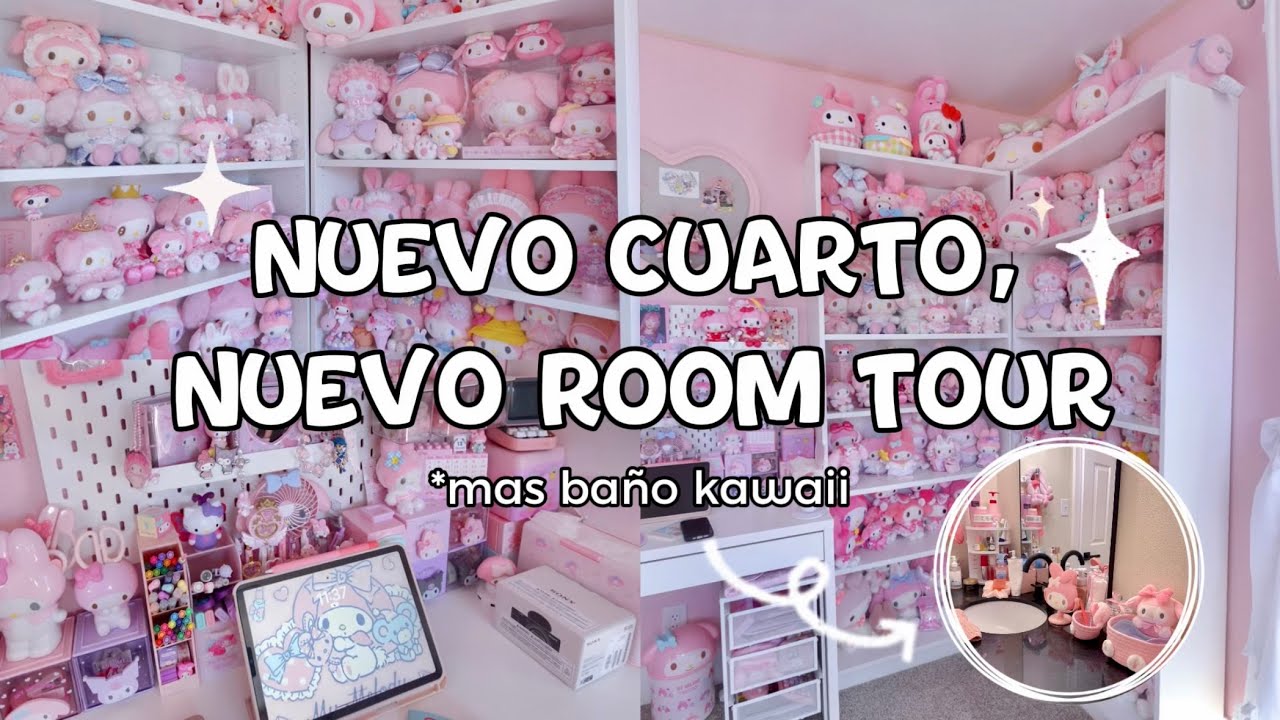 Room Tour actualizado!💗 / tambien muestro mi baño😳🎀 #roomtour #coquette #kawaii #mymelody #pink