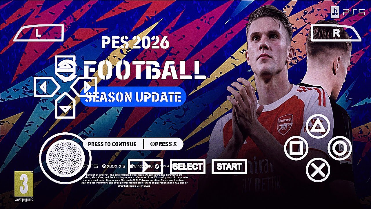 Обновление eFootball PES 2026 PPSSPP: Трансферы V4, Реалистичная новая графика, HD-графика.
