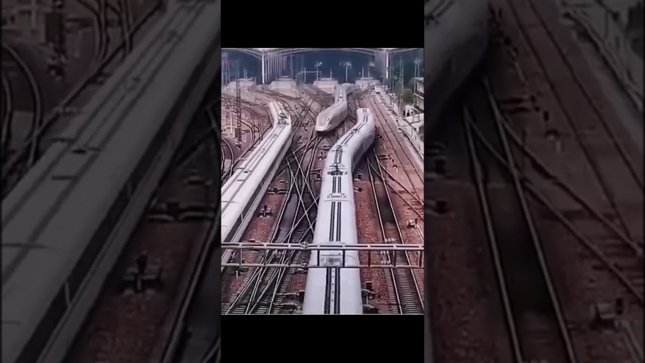 Trains Changing Tracks... seems like hitting on each other... #travel #trains #wonder #bullettrains