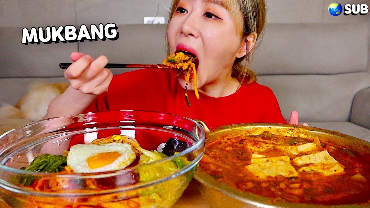 얼큰하고 구수한 청국장과 밑반찬 모두 때려넣은 비빔밥!! 오랜만에 집밥 먹방❤ Cheonggukjang, Bibimbap, home cooked meal MUKBANG