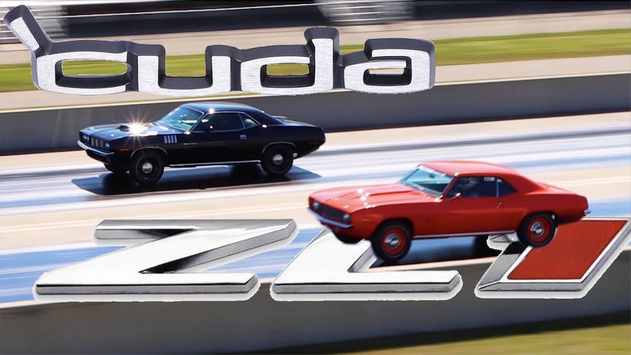 Plymouth HEMI Cuda 1971 года, дрэг-рейсинг, Chevrolet Camaro ZL1 FAST 1969 года в 4K
