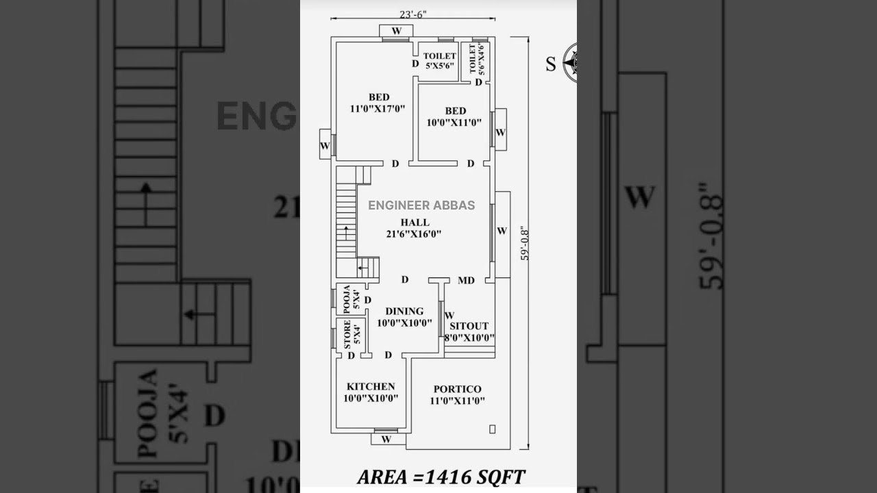 23 &times; 59 house plan, 23 by 59 home plan, 23*59 house plan, home plan #shortvideo #home #viral #shorts