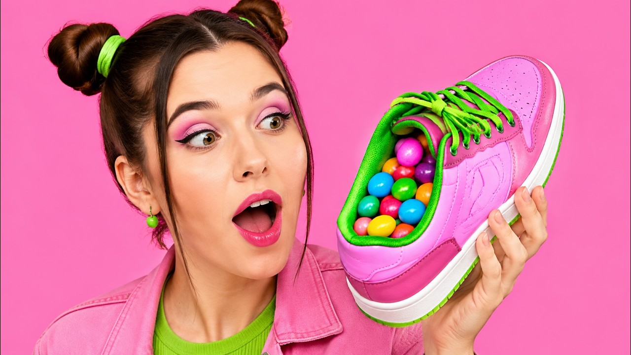 VERSTOP SNOEP IN SCHOEN || Smokkel eten & makeup de les in! Eetbare DIY ouderschapshacks van 123 GO!