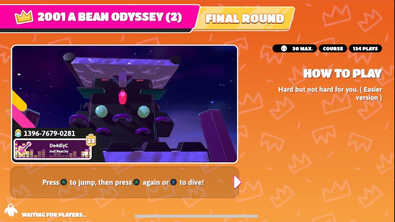 I played “2001 A Bean Odyssey (2)” Creative Map - Fall Guys     