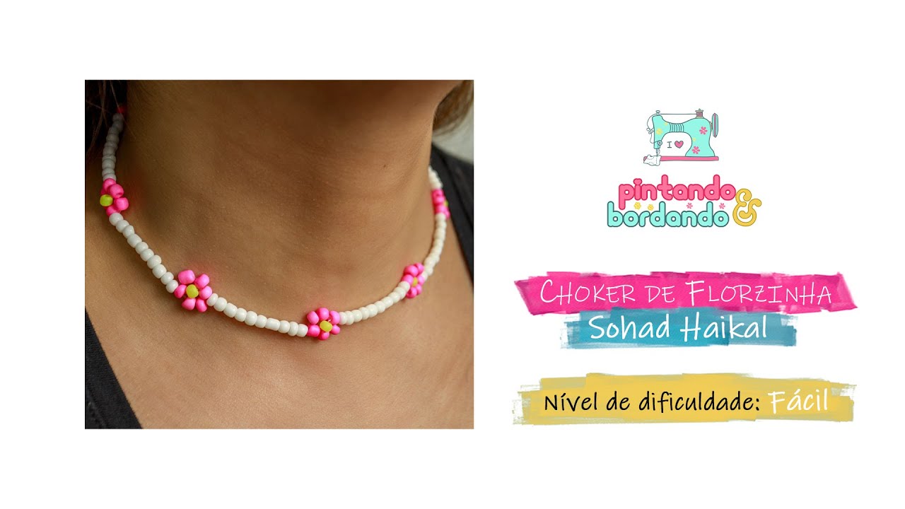 Como fazer choker de flor com miçanga pra vender muito | Nível de dificuldade: Fácil