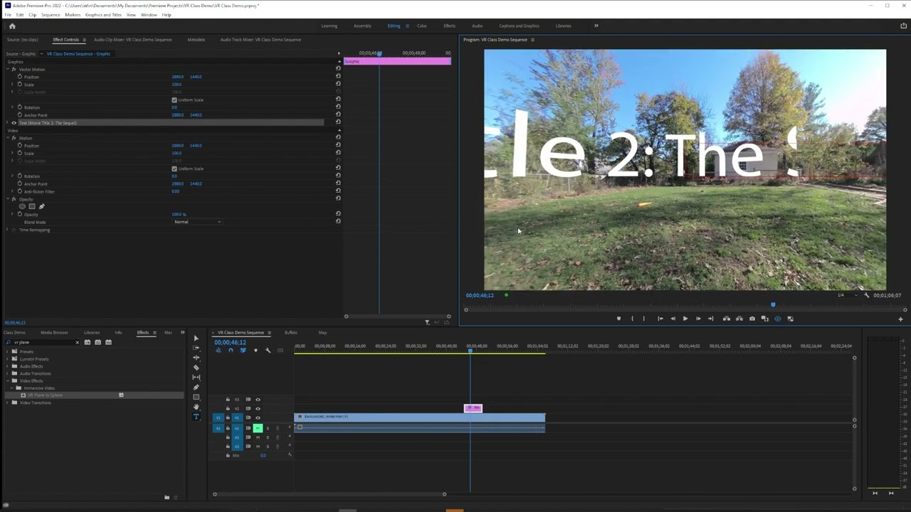 Add Titles to VR Video in Premiere