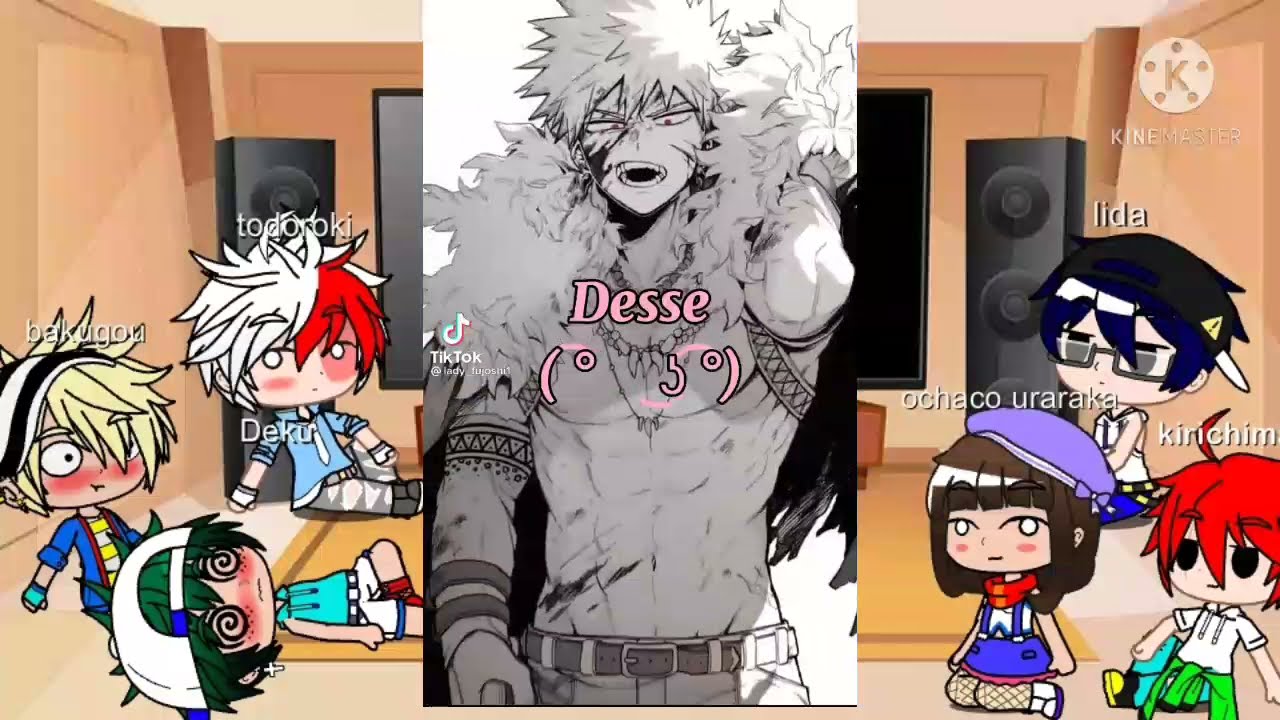 personagens de bha reagindo a bakudeku 💚🧡 ( gacha clube)