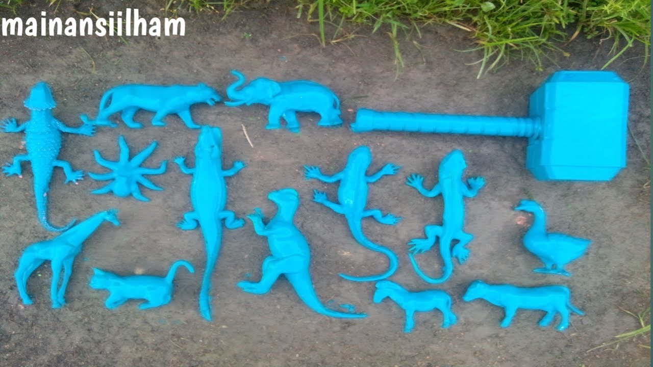 Membersihkan mainan berlumpur harimau tokek palutor gurita dinasaurus kucing kadal gajah