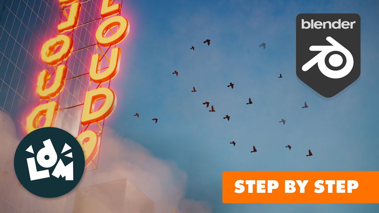 Step by step creating a flock of low poly birds in Blender