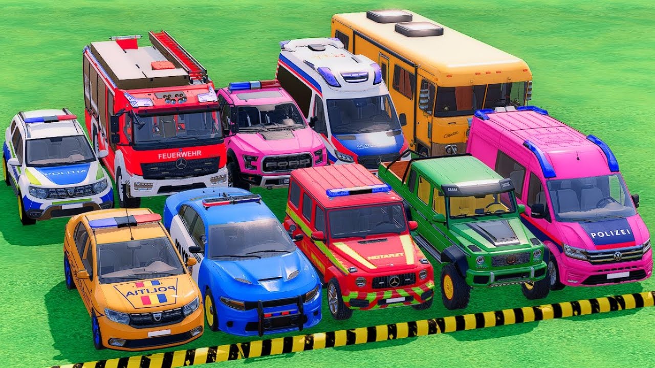 TRANSPORTING POLICE CARS, AMBULANCE VEHICLE, FIRE DEPARTMENT WITH TRAIN - FARMING SIMULATOR 22 #32