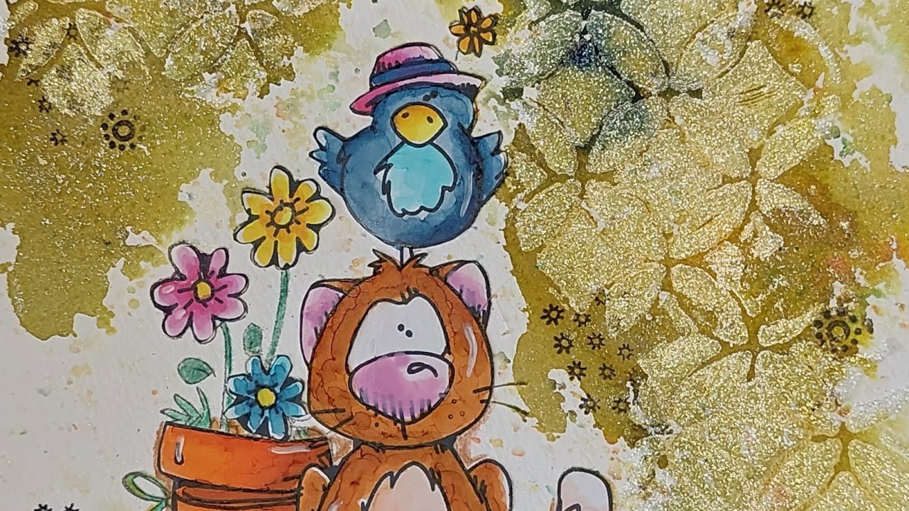 Un air de printemps,  colorisation aux feutres à alcool et magicals