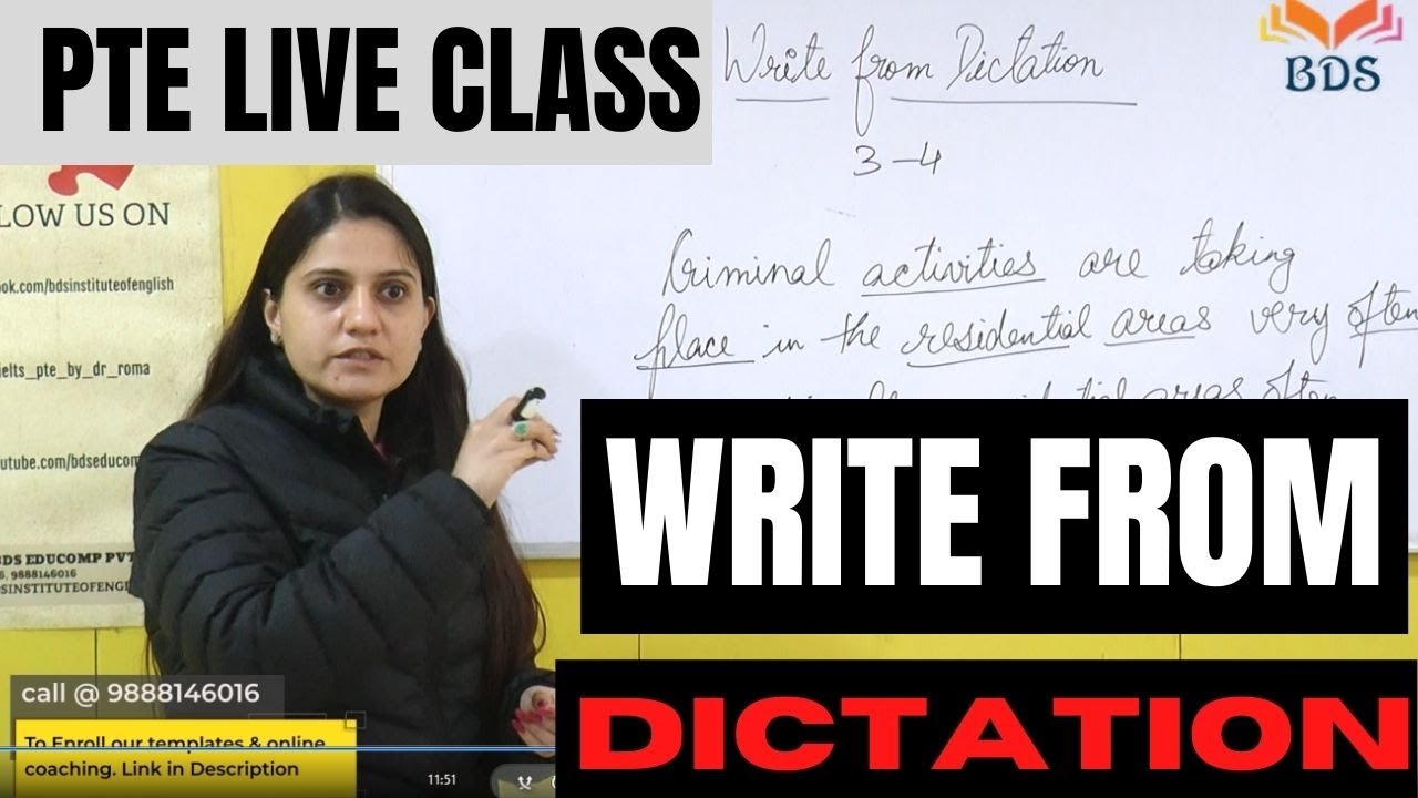 PTE Live Class -Write from Dictation- By Sonia Mam