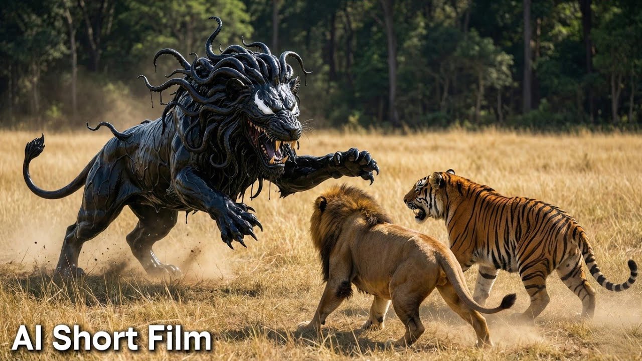 Simba & Shere Khan vs Venom Lion | The Return of Dark Lion &ndash; Part 1 | AI Short Film