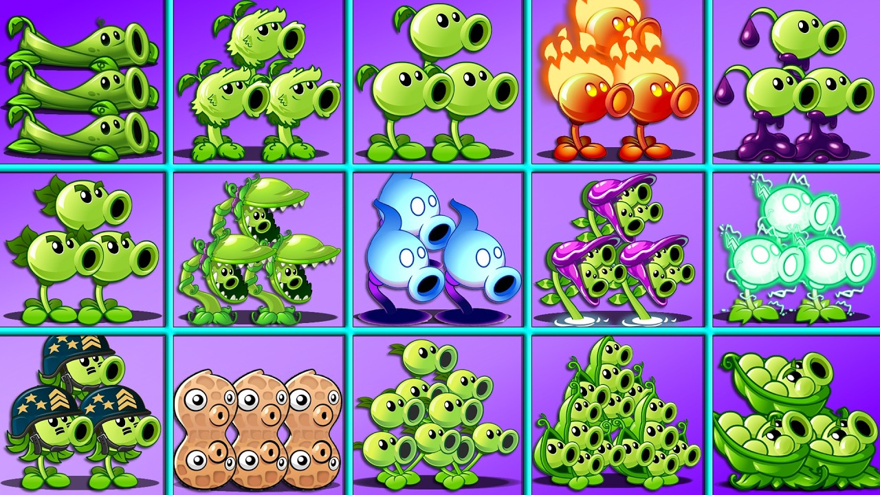 All PEA Plants vs All Zombies NOOB - PRO - HACKER - GOD version - PvZ 2 Battlez