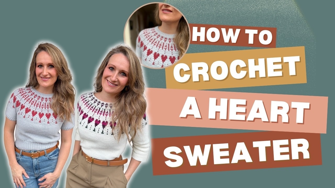 Схема вязания крючком свитера в форме сердца ко Дню святого Валентина
