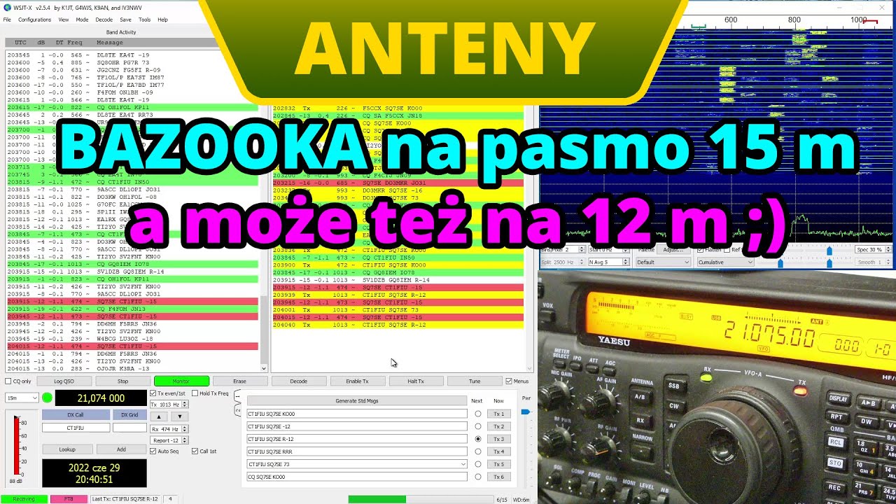 Antena Bazooka na pasmo 15 metrów i test w łącznościach cyfrowych FT8