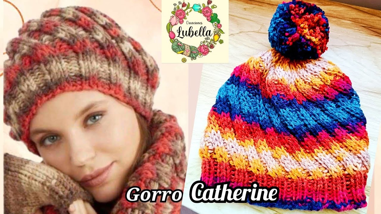 Gorro Catherine con agujas circulares #creacioneslubella #knitting