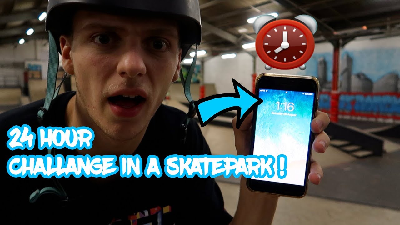 24 HOUR CHALLANGE IN SKATEPARK ! *OVERNIGHT*