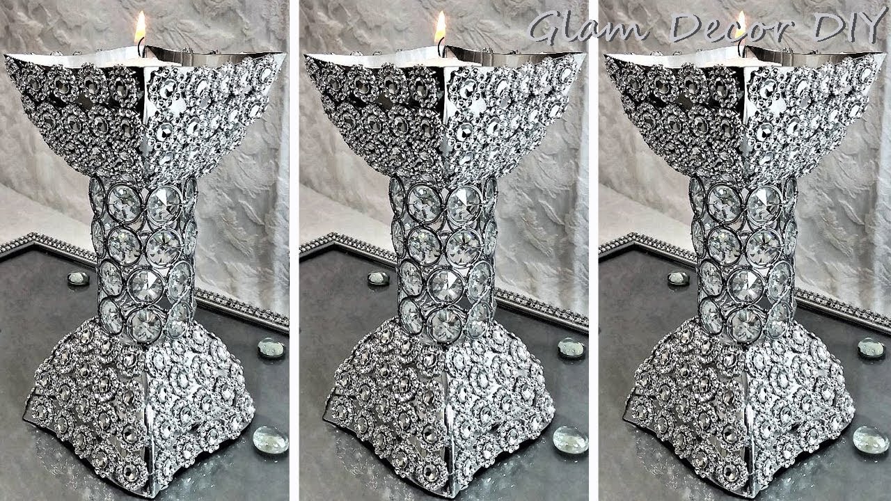 Dollar Tree DIY Elegant Glam Crystal Candle Holders