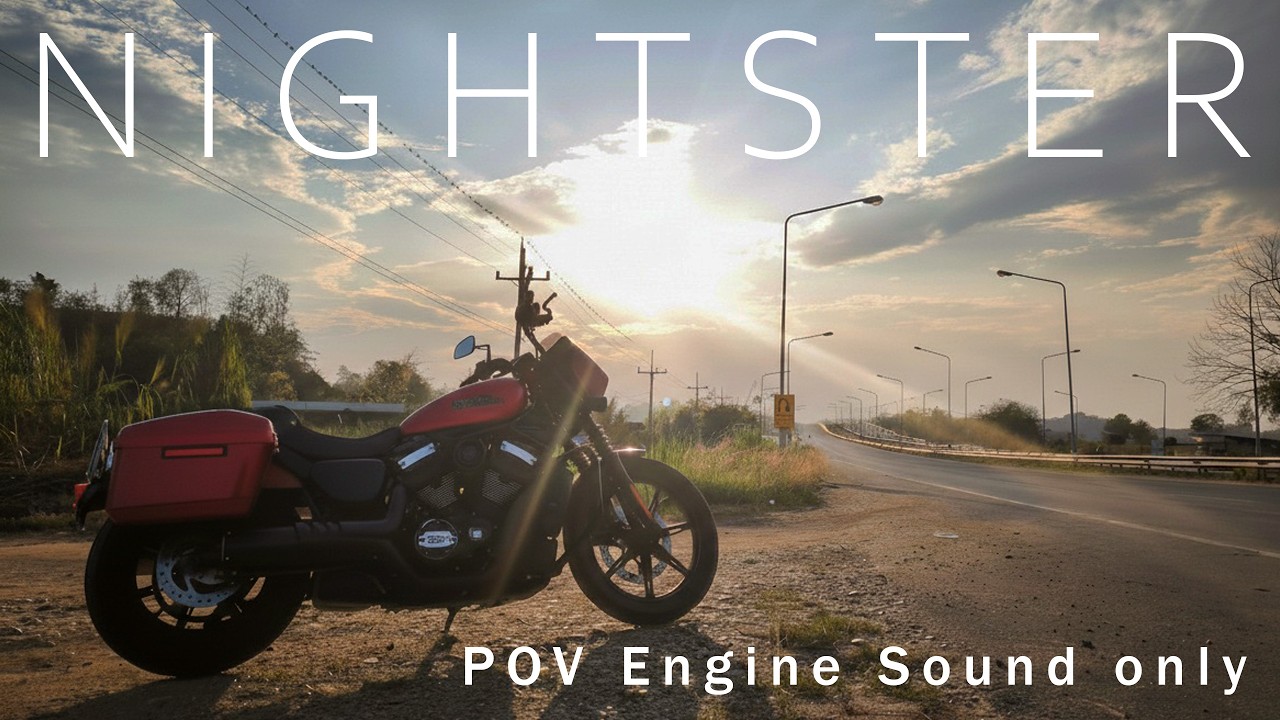 POV Ride to the Sunset in Chiang Rai, Thailand / Harley Davidson Nightster / Pure Engine Sound / 4K