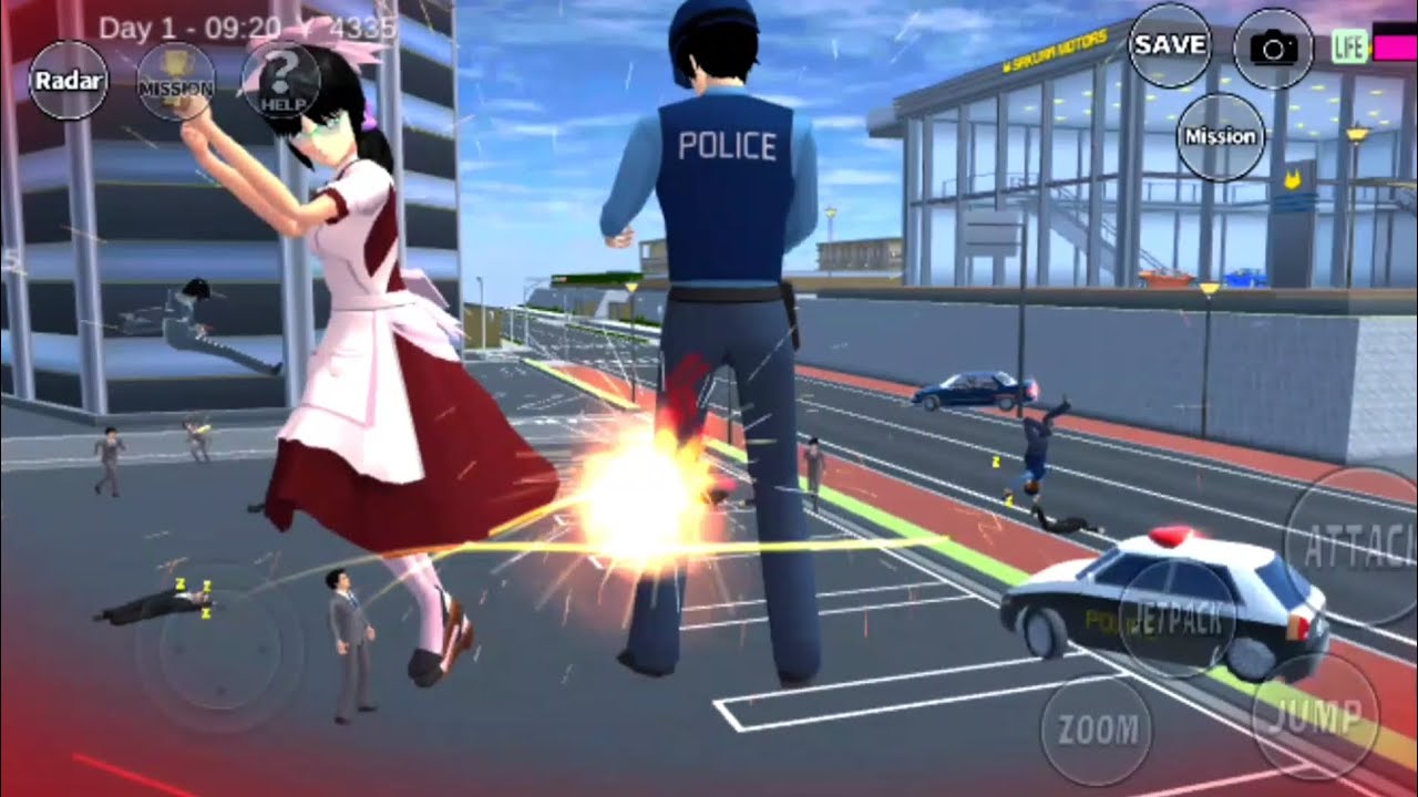 Pasangan polisi raksasa di serang petugas dan warga#sakuraschoolsimulator 