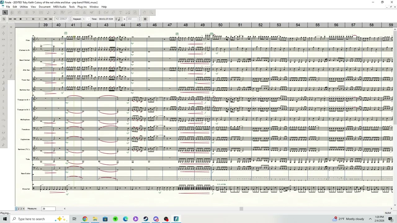 REVISED Courtesy of the Red White and Blue - Pep Band - arr. by Levi Block