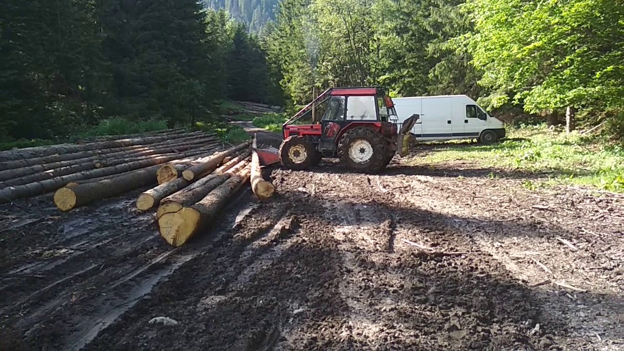 Zetor 7340 turbo zhrňanie dreva