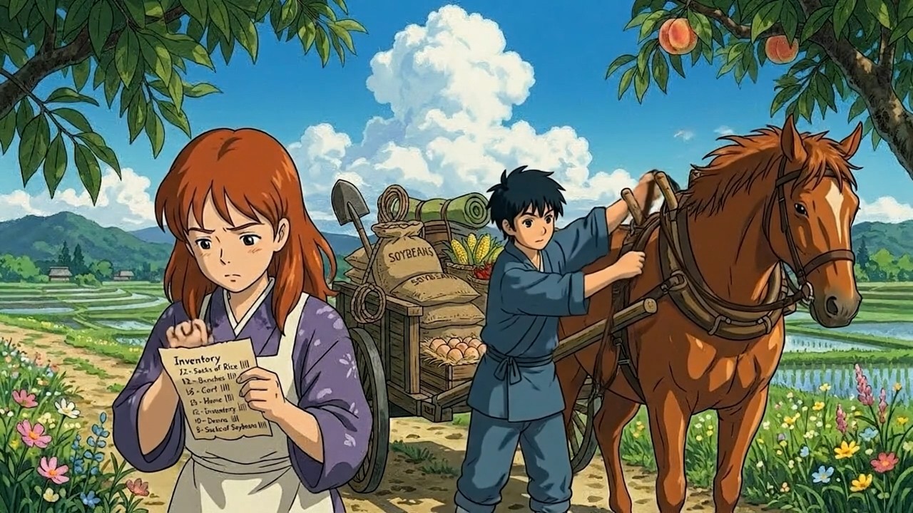 Warm Village Routine – Couple Picking Crops & Gentle Market Moments 🌿 | Ghibli-Style ASMR