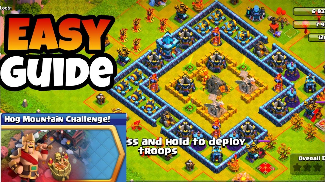 How to 3 star Hog Mountain Challenge Event 2021 TH13 - Clash of clans easy strategy