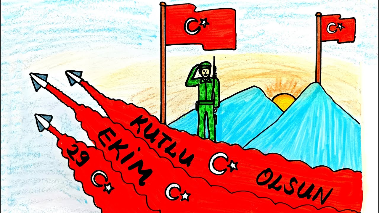 29 EKİM CUMHURİYET BAYRAMI RESMİ ÇİZİMİ - CUMHURİYET BAYRAMI RESMİ ÇİZİMİ - 29 EKİM RESİM ÇİZİMİ