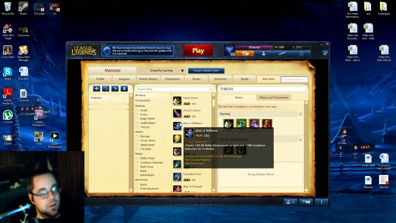 LoL 3.7 - Metro's Live Look at Custom Item Sets!
